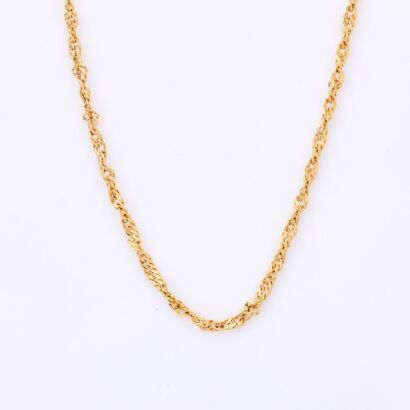 9ct Yellow Gold, 44cm Singapore Twist Chain