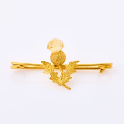 15ct Yellow Gold, Antique, Citrine Bar Brooch