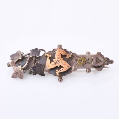 Silver, Antique Brooch with Gold Accent