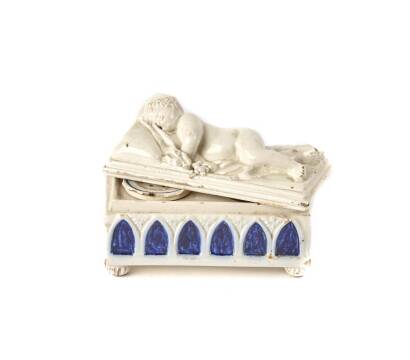 A Soft Paste Creamware Casket Inkwell, 18th Century