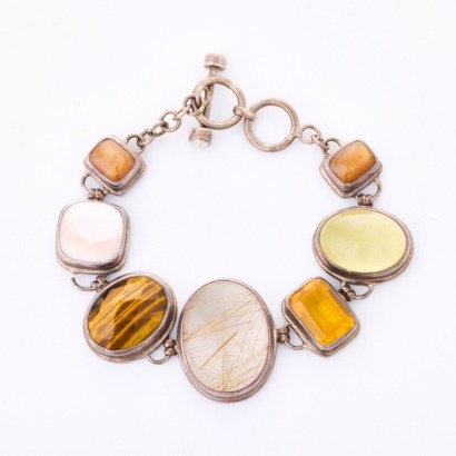Sterling Silver, 20cm Mixed Gemstone Bracelet