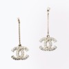 Chanel, Diamante CC Logo Drop Pierced Earrings with Box