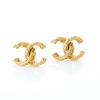 Chanel CC Twisted Gold Tone Pierced Earrings with Box