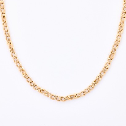 9ct Yellow Gold, 53cm Fancy Link Chain with Lobster Clasp