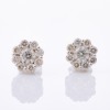 18ct White Gold, 1.05ct Diamond Set Flower Cluster Earrings