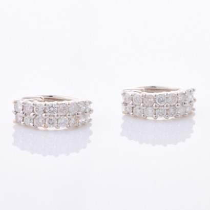 18ct White Gold, .64ct Claw Set Diamond Hoop Earrings