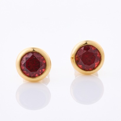 14ct Yellow Gold, 8mm Garnet Stud Earrings