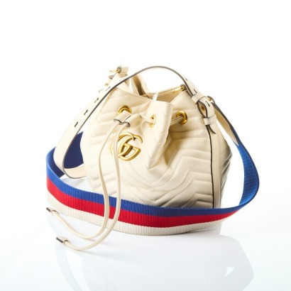Gucci GG Marmont White Matelasse Bucket Bag