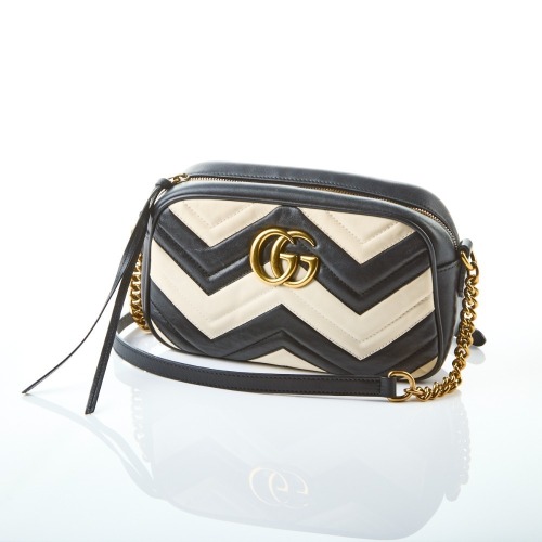 Gucci GG Marmont Matelasse Black White Bag