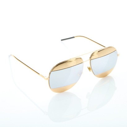 Christian Dior, Split Aviator Gold Mirror Sunglasses with Case
