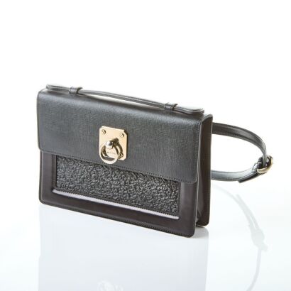 Etro Black Leather Top Handle Waist Bag