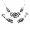 Blue Stone and Pearl Necklace and Earrings