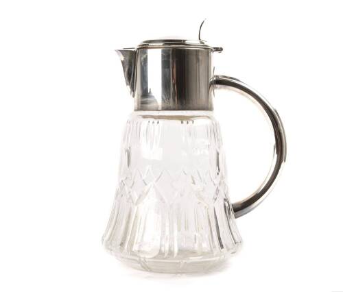 A Large Crystal and Silver Plated Lemonade Jug