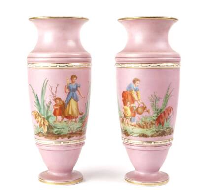 A Pair of Late-19th Century Milk Glass Vases