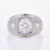 Platinum, Contemporary, 1.09ct Round Brilliant / .10ct Baguette cut Diamond Ring