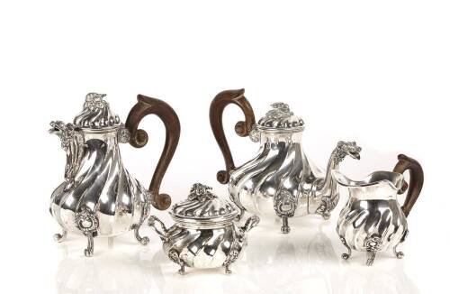 An Italian Late-19th Century Four Piece Silver Tea Service C. 1890