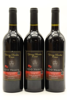 (3) 2015 Young Bacchus Estate 100 Year Commenrative Vintage Cabernet Sauvignon/Merlot/Franc, Martinborough ♦