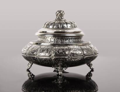 A Late-19th Century Italian Silver Lidded Sweet Meat Bowl C. 1890