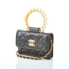 Chanel Pearl and Black Leather Quilted Mini Bag