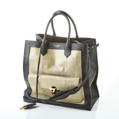 Balenciaga Black Karung Leather All Afternoon Tote Bag
