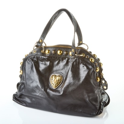 Gucci, Black Leather Babouska Heart Dome Stud Bag