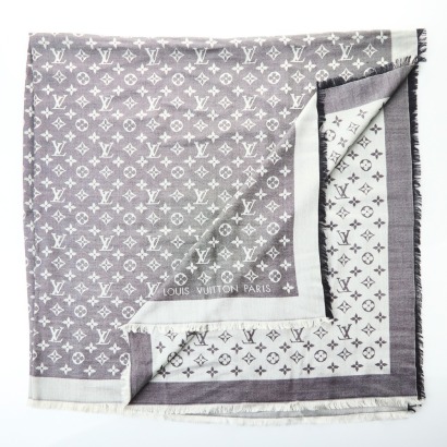 Louis Vuitton Monogram Silk Wool Shawl with Box