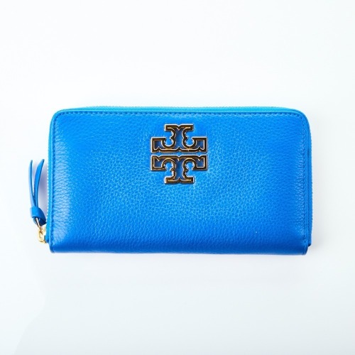 Tory Burch Britten Zip Blue Wallet