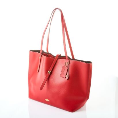 Coach Red Leather Tote Bag