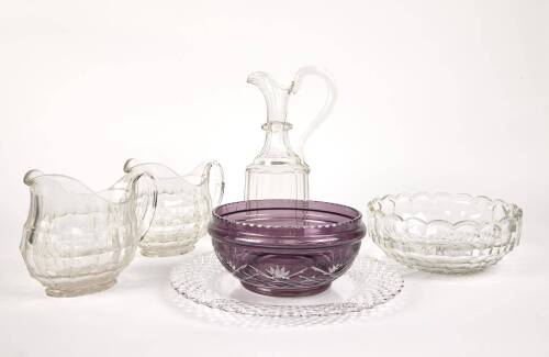 An Assortment of Six Old Glass Jugs and Bowls