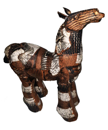 A Fiona Tunnicliffe Patchwork Pottery Horse 
