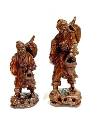 Longyan Wood Carved Statue - Set of 4