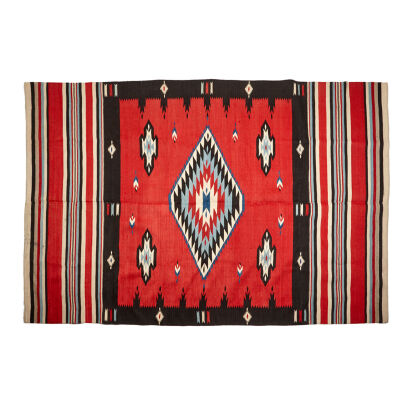  A 1930s Mexican Texcoco Hand-Woven Rug