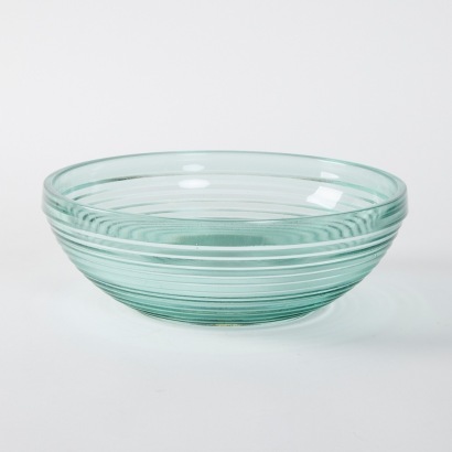 A Large Ribbed Glass Bowl