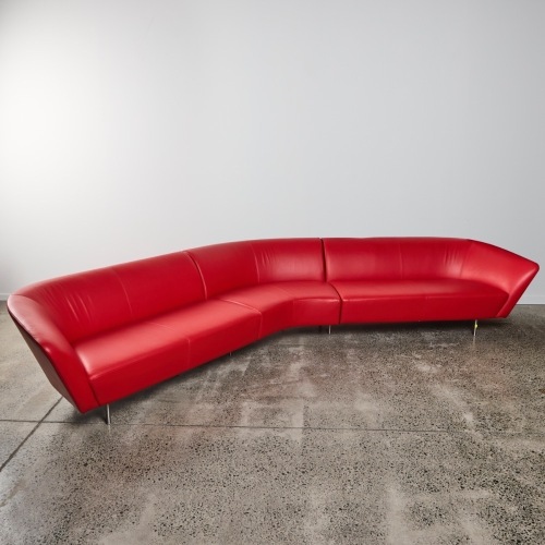 A Lievore Altherr Molina 'Loop' Italian Leather Sofa by Arper