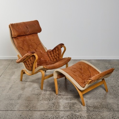 Bruno Mathsson 'Pernilla 69' Armchair and Ottoman by Dux