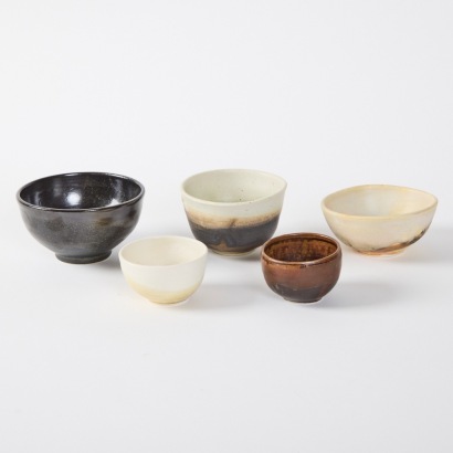 A Collection of Five Bowls by Toshiko Takazezu