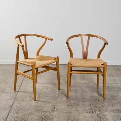 A Pair of Hans Wegner CH24 Wishbone Chairs by Carl Hansen Denmark