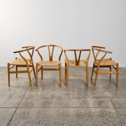 A Set of Four Hans Wegner CH24 Wishbone Chairs by Carl Hansen Denmark