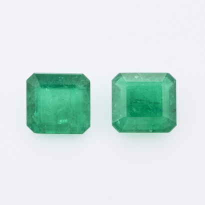 An Important Pair of 12.57ct Loose Fine Emeralds