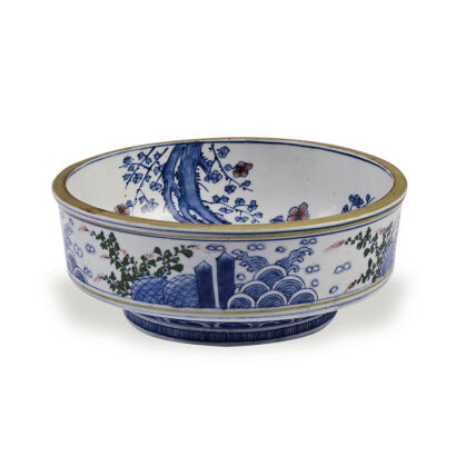 A Blue and White Bowl decorated with flower and birds