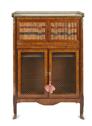 A 1920s French Style Regence Cupboard in Inlaid Walnut Veneer