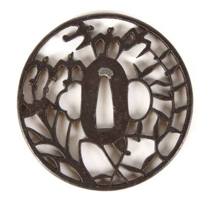 A Large Early Edo Period Japanese Iron Tsuba, 17th Century