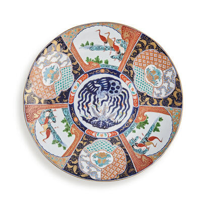 A Japaness large Imari Plate (Daito Eto Mark)