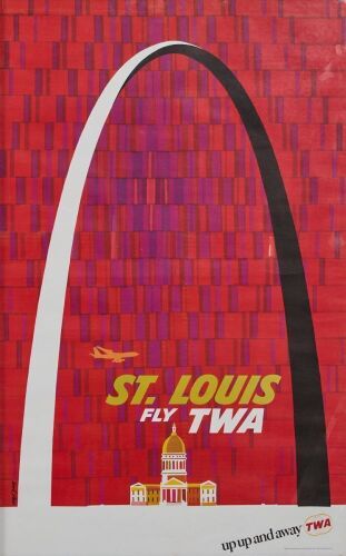 An Original TWA St Louis Travel Poster by David Klein