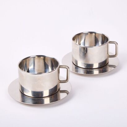 A Pair of Sergio Asti Expresso Cups and Saucers for ICM Italy