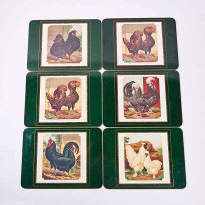 A Set of Six Rooster Placemats