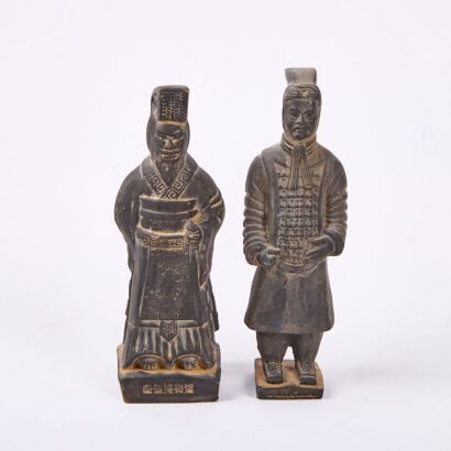 A Set of Two Miniature Replica Terracotta Warriors