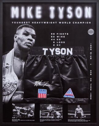 A Pair of Framed Mike Tyson Signed Shorts