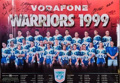A Laminated Signed Print Of The Vodafone Warriors 1999 Team