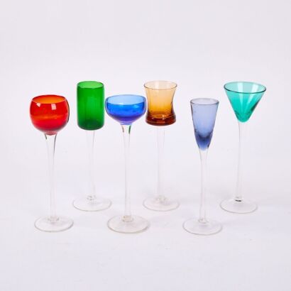 A Set Of Six Colourful Shot Glasses